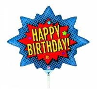 Ballon Happy Birthday Bande dessinée métallique 34 x 30 cm - 10 pièces - Grabo