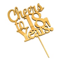 Cheers to 18 years gold cake topper