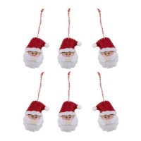 Pendentifs Père Noël en feutre 8 cm - 6 unités