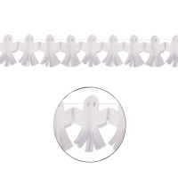 Guirlande de papier fantôme blanc avec franges 3 m