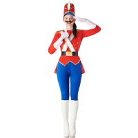 Costume de soldat de plomb rouge et bleu pour femme