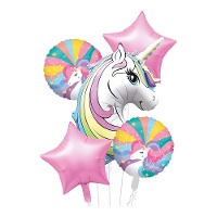 Bouquet de licorne multicolore - 5 unités