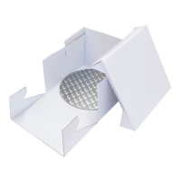 Boîte à gâteaux carrée 25 x 25 x 15 cm avec base de 0,3 cm - PME