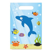 Sacs à bonbons animaux marins - 6 pcs.