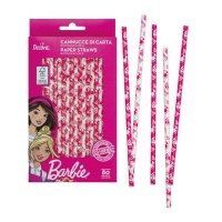 Pailles en papier biodégradables Barbie - 80 pcs.