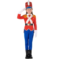 Costume de soldat de plomb rouge et bleu pour filles