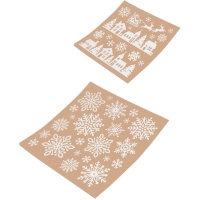 Décoration adhésive de fenêtre de Noël avec paillettes 18,5 x 24 cm - 1 feuille