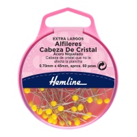 Epingles en cristal jaune 45 x 0,7 mm - Hemline - 60 pcs.