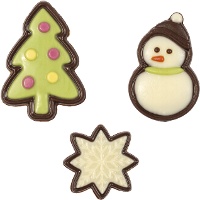 Figurines de Noël en chocolat noir et blanc - 90 pièces
