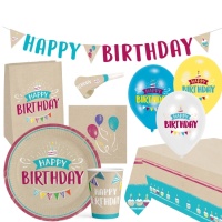 Happy Birthday kraft party pack