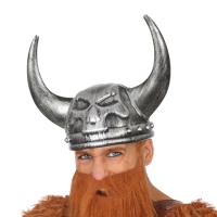 Casque viking en argent avec cornes