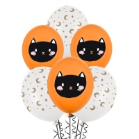 Hocus pocus Halloween ballons en latex avec chat 30 cm - PartyDeco - 50 unités