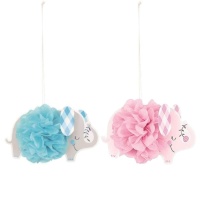 Pendentif pompon rond avec fleur d'éléphant 23 cm - 3 pcs.