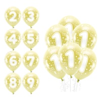 Happy Bday Ballons en latex avec chiffres 33 cm biodégradables - PartyDeco - 6 pcs.