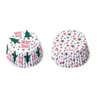 Capsules pour cupcakes étoiles et joyeux Noël - Decora - 36 unités
