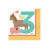 La Granja Feliz 3 ans serviettes de table 16,5 x 16,5 cm - 16 pcs.