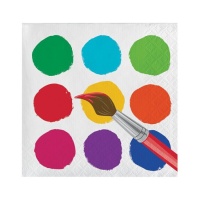 Serviettes de peinture colorées 12,5 x 12,5 cm - 16 unités