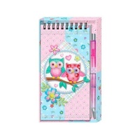 Carnet de notes + stylo hibou dans une boîte cadeau - 1 unité