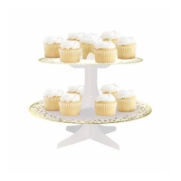Présentoir à cupcakes en carton blanc et or 31,7 x 24,4 cm - Unique