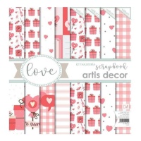 Kit de papiers scrapbooking Cartes d'amour - Artis decor- 8 feuilles