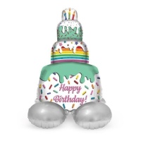 Ballon gâteau Happy Birthday avec base 72 cm - Folat