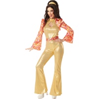Costume de style disco doré pour femme