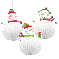 Lanternes décoratives en forme de bonhomme de neige - 3 pcs.