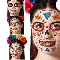 Tatouages temporaires de Catrina colorée - 1 unité