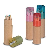 Tube avec 6 crayons et capuchon avec taille-crayon - 1 pc.