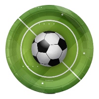 Assiettes Football ballon sur gazon de 23 cm - 6 unités