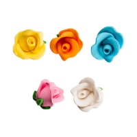 Figurines en sucre de fleurs colorées avec base de 4 cm - Dekora - 35 unités