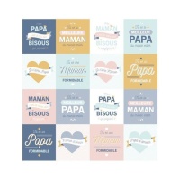 Autocollants pour messages familiaux dans des tons pastel - 3 feuilles