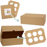 Boîte pour 6 cupcakes couleur kraft 25 x 17 x 8,5 cm - Scrapcooking - 2 pcs.