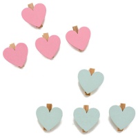 pinces à linge en bois à coeur coloré de 3,5 cm - 4 pièces