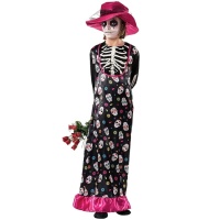 Catrina Skeleton Costume avec chapeau pour filles