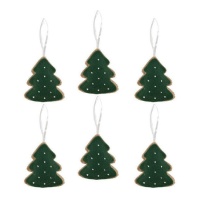 Pendentifs sapin en feutre 9 cm - 6 pcs.