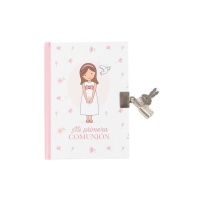 Agenda de communion pour fille avec clés 16 x 13,5 cm - 1 pc.