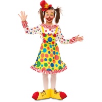 Costume de clown à pois et chapeau pour filles