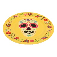Assiette à motif de crâne mexicain de 33 cm