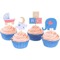 Capsules pour cupcakes et piques de baby shower - 24 pcs.