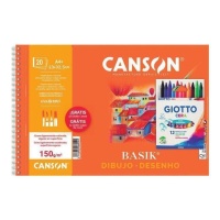 Set Bloc Basik 150 gr 20 feuilles + 12 crayons Giotto - Canson