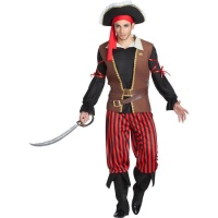 Costume de pirate à rayures rouges et noires pour hommes
