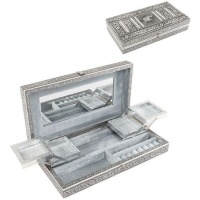 Boîte à bijoux avec compartiments extensibles en métal argenté