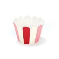 Emballages pour cupcakes blancs, roses et rouges - 6 pcs.