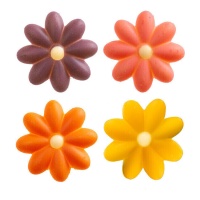 Figurines en chocolat blanc de fleurs colorées 2D - Dekora - 80 unités