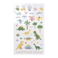 Autocollants de dinosaures avec formes et motifs assortis - Dailylike - 1 feuille