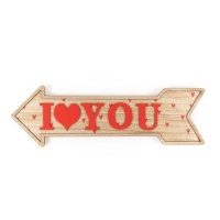 Flèche en bois Love You avec crochet 53 x 15,5 cm