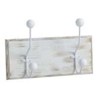 Porte-manteau en bois blanc avec 2 cintres - Dcasa