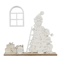 Scène de Noël en bois avec arbre, cadeaux et gnomes 24 x 20,5 x 6,5 cm - Artis decor