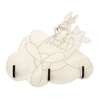 Cintre en bois avec lapin dans un avion - Artis decor